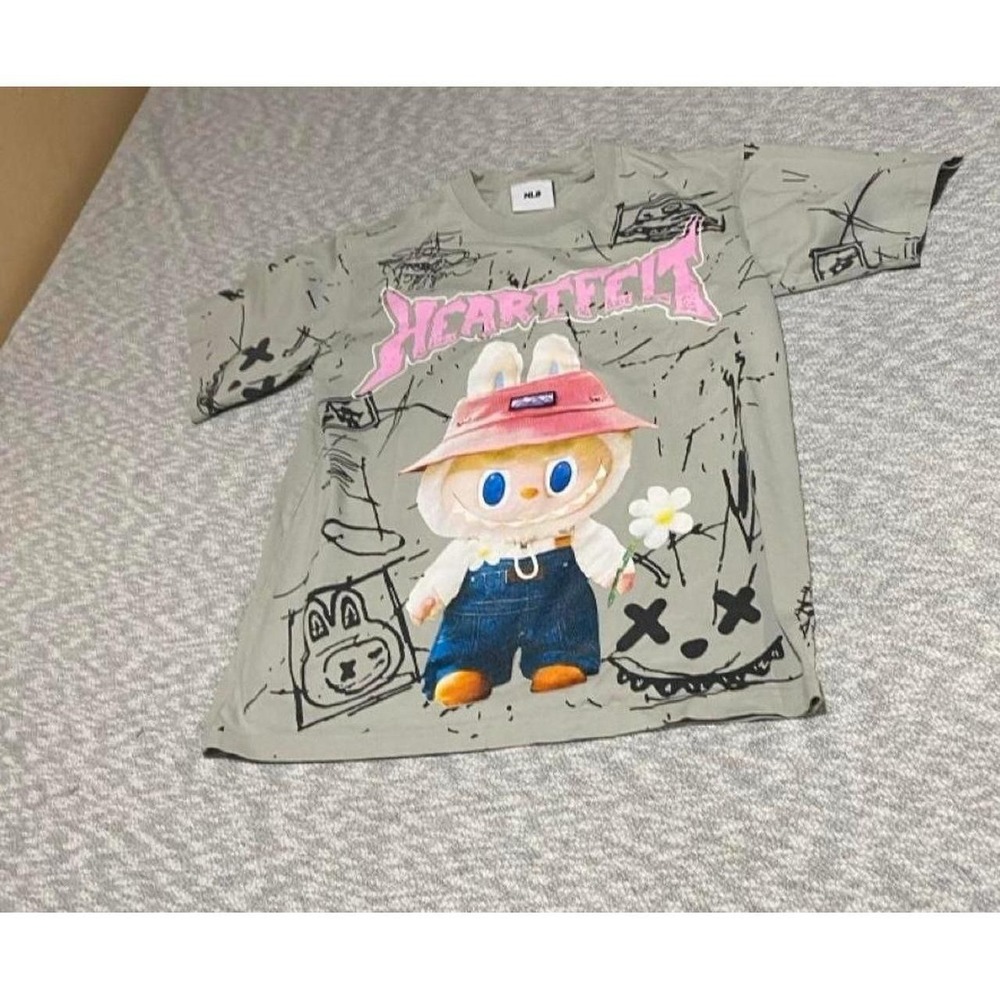 MLB Heartbeat front logo T-Shirt with Labubu graphic. Unisex S. SKU-B662